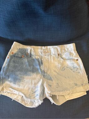 Levi's Two-Tone Light Blue Bleached Denim Shorts